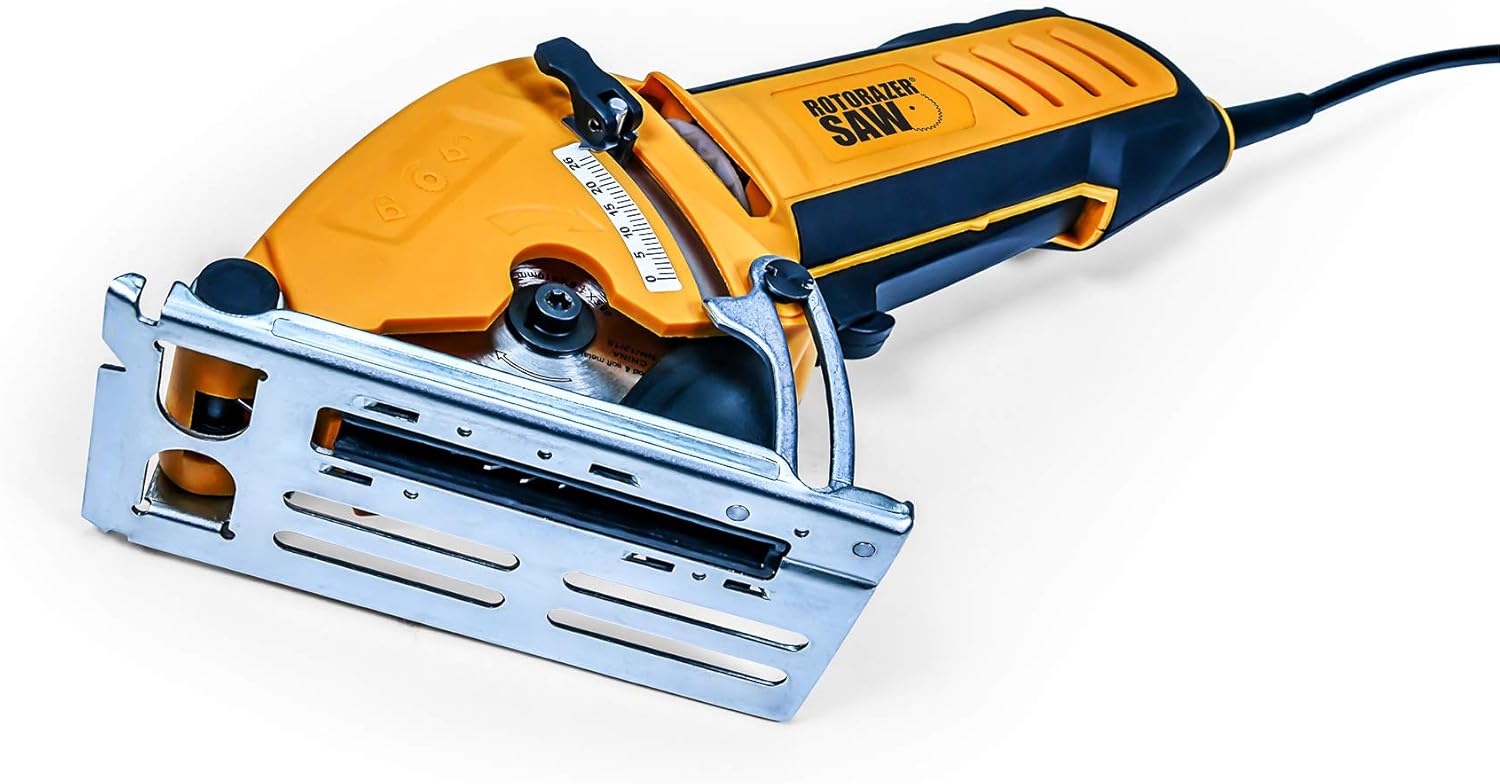 Official ROTORAZER Compact Circular Saw Set DIY Projects -Cut Drywall, Tile, Grout, Metal, Pipes, PVC, Plastic, Copper, Carpet w Blades