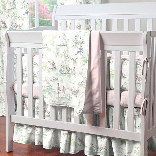 Carousel Designs Pink Over The Moon Toile Mini Crib Bumper