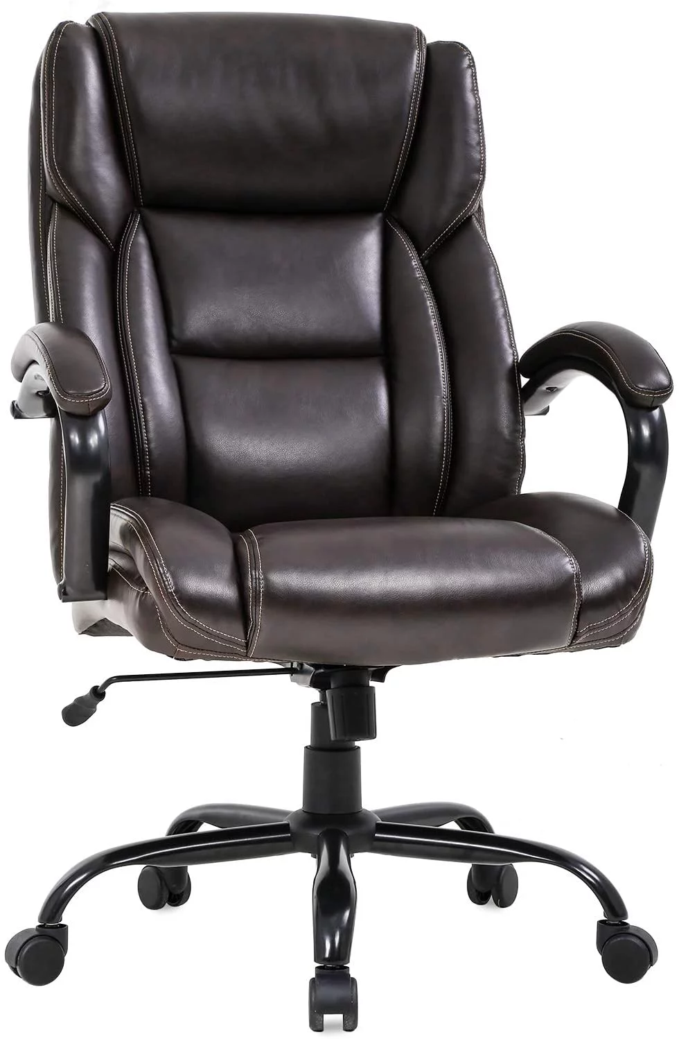 BestOffice Big and Tall Office Chair 500lbs Wide Seat High Back PU Adjustable, Brown