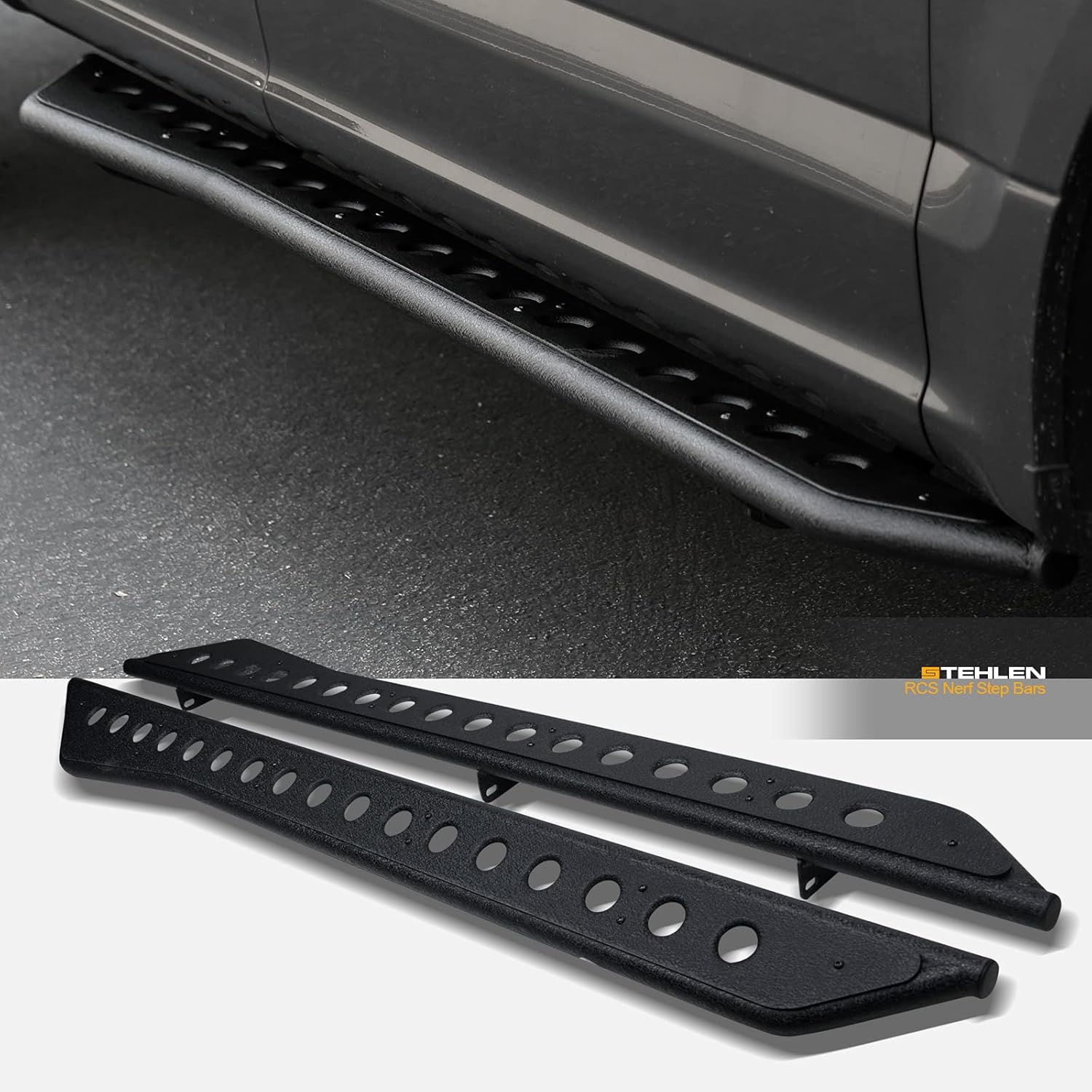 Stehlen 642167824473 Round Pattern Rock Slider Rocker Style Side Step Rail Nerf Bars Running Boards