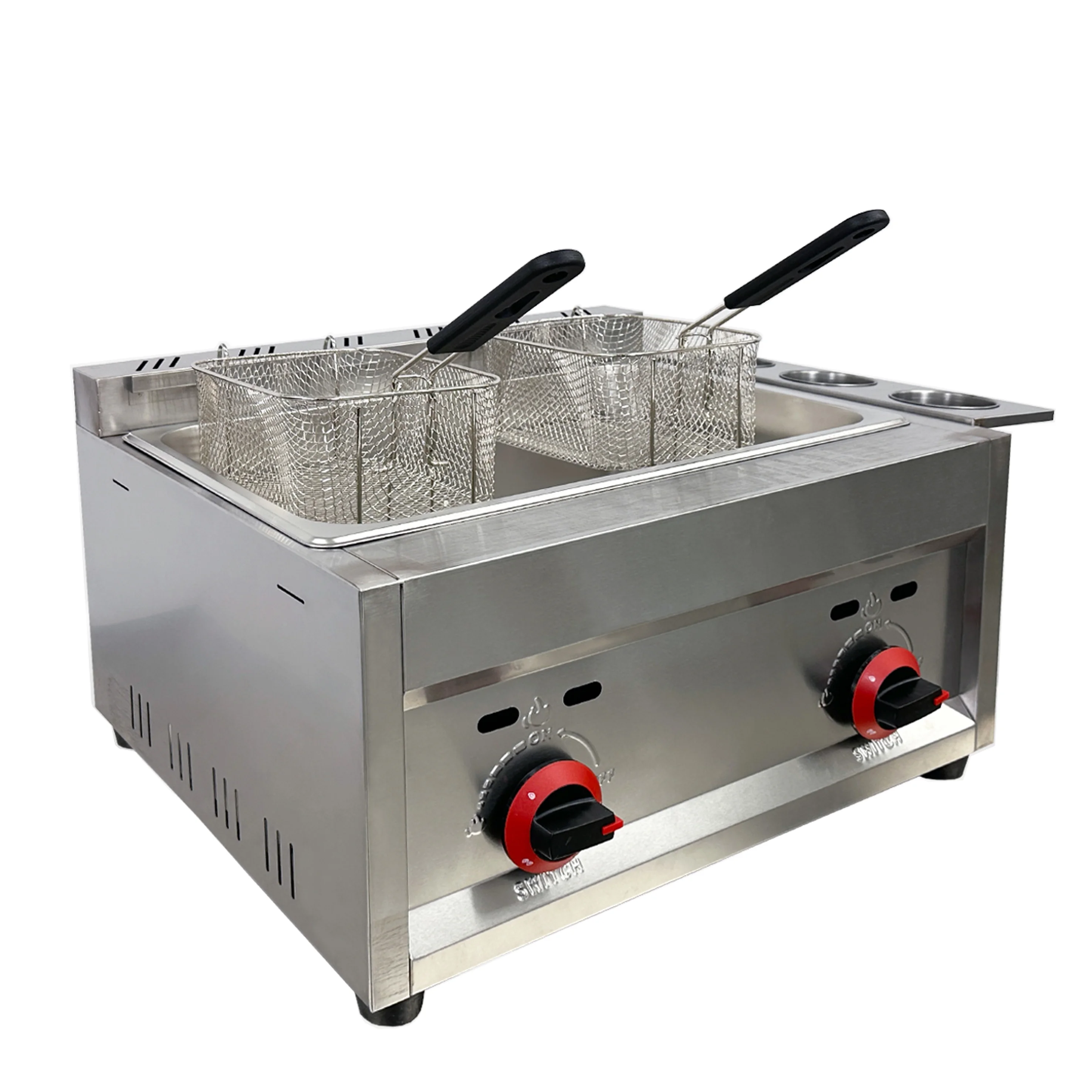7 gallon Commercial Countertop one pan Deep Fryer 2 Basket Propane (LPG) with Metal Tube FY13