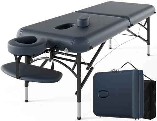 CLORIS 84" Professional Massage Table Portable 2 Folding Lightweight Facial Solon Spa Tattoo Bed Height Adjustable with Carrying Bag & Aluminium Leg