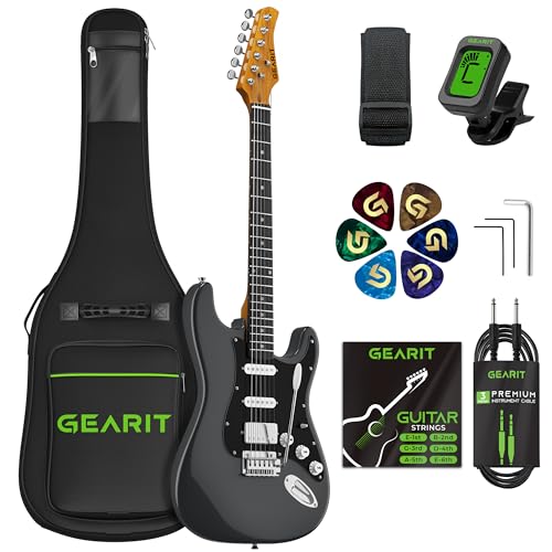GearIT Professional Electric Guitar (Premium Ash Tonewood), GST-200 SoCal Series, 39in Full-Size, HSS Pickups with Coil Split, Round Frets