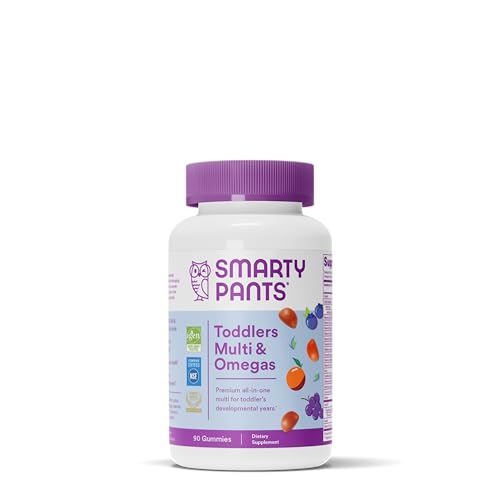 SmartyPants Toddler Formula Daily Gummy Multivitamin: Vitamin C, D3, & Zinc for Immunity, Gluten Free, Omega 3 Fish Oil (DHA/EPA) , Vitamin B6, B12