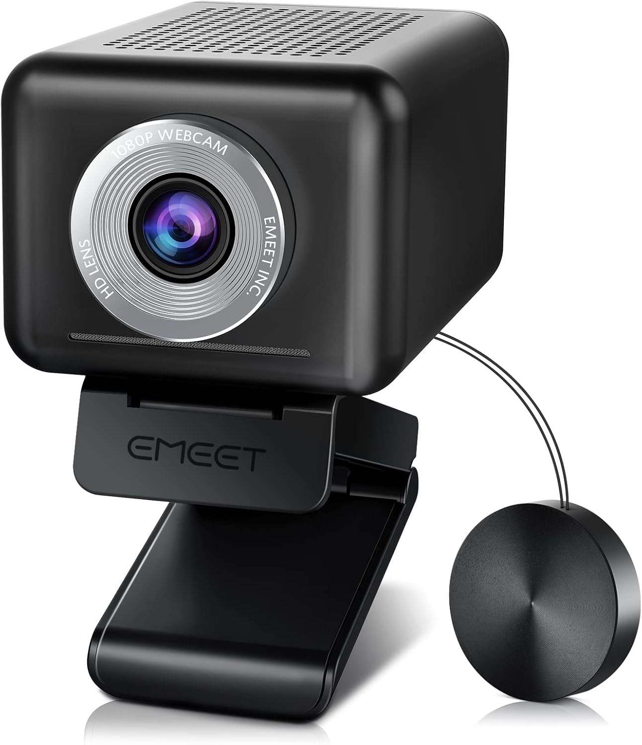 1080P 60FPS Webcam, All-in-one Streaming Camera with 4 Mics and 3W Speaker eMeet C990, 4 Built-in Array Algorithm