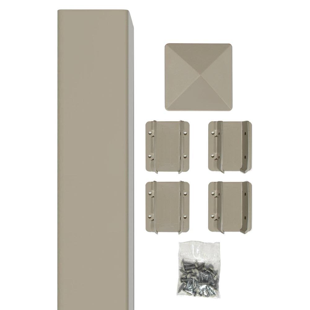 Belfast 4 in. x 4 in. x 8 ft. Tan Vinyl Fence Post Kit
