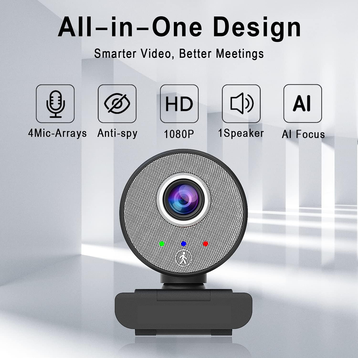 HD Webcam USB 1080P Camera - AI Human-Shape Tracking HD Computer Camera