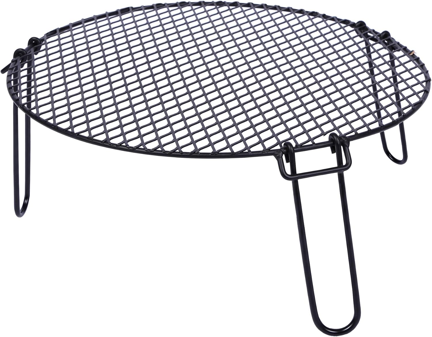 REDCAMP Folding Campfire Grill Heavy Duty Steel Grate, Portable Over Fire Camp Grill for Outdoor Open Flame Cooking, Circle Small
