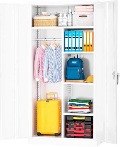 INTERGREAT Metal Storage Cabinet, 72" Tall Locking Storage Cabinet with 2 Doors and 4 Adjustable Shelves, Steel Tool Locking Cabinet for Home Office