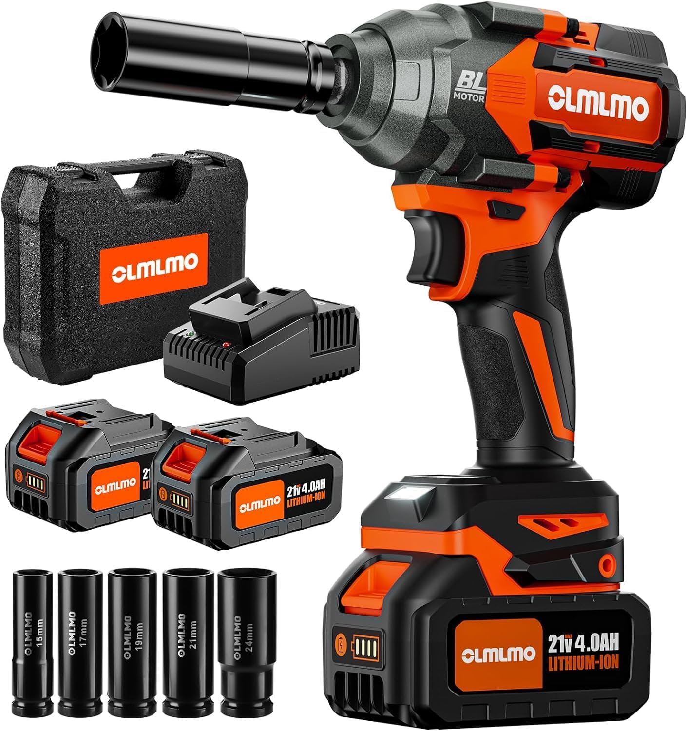 Cordless Impact Wrench High Torque 1/2-In 700Ft-lbs（950N.m Brushless Impact Wrench, 21V Electric Impact Wrench w/ 2x 3.0Ah Battery
