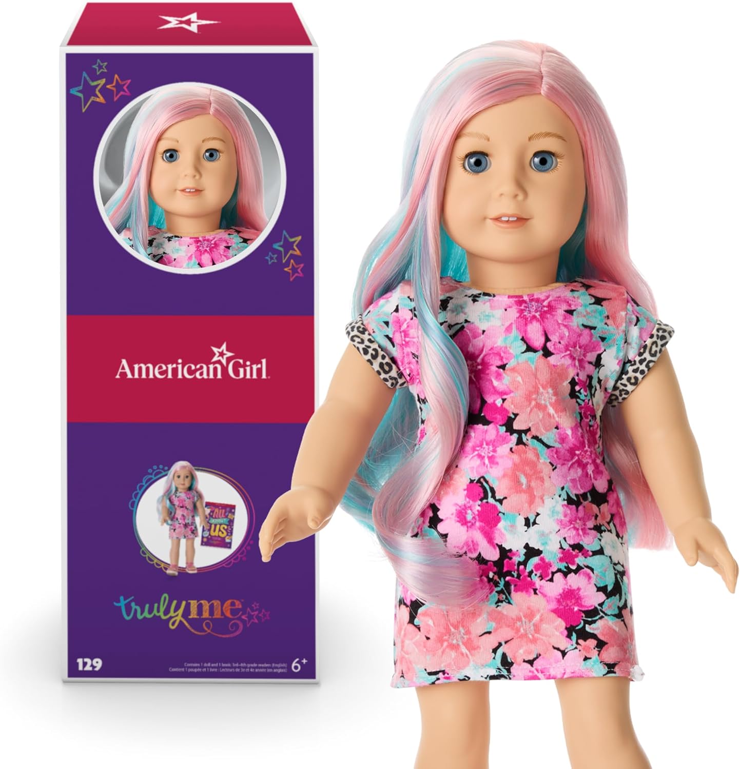 American Girl Truly Me 18-inch Doll #129 with Lt Blue Eyes, Multicolor Hair, Lt Skin with Warm Olive Undertones, for Ages 6+