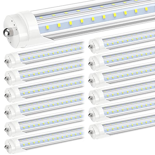 JESLED T8/T10/T12 8FT LED Tube Light, Single Pin FA8 Base, 50W 6000LM 5000K Daylight White, 270 Degree V Shaped LED Fluorescent Bulb (130W Equiv.)