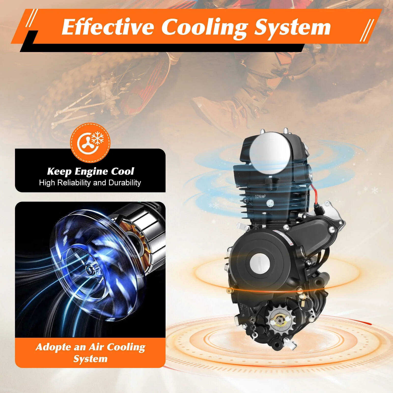 Fichiouy Semi Auto Go Kart Quad 4 Stroke 125cc ATV Engine Motor with Air Cooling System 7.64HP ATV Engines - Curated Treasures Market