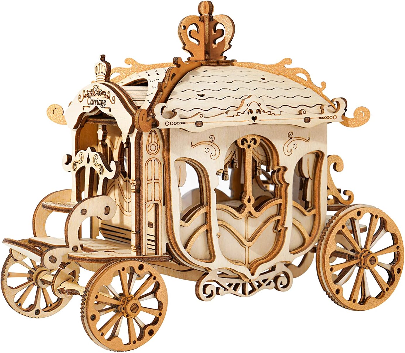 Hands Craft 3D Wooden Puzzle | DIY Model Kit | Craft Kit Brain Teaser | Classic, Carriage (TG506) Pack of 2