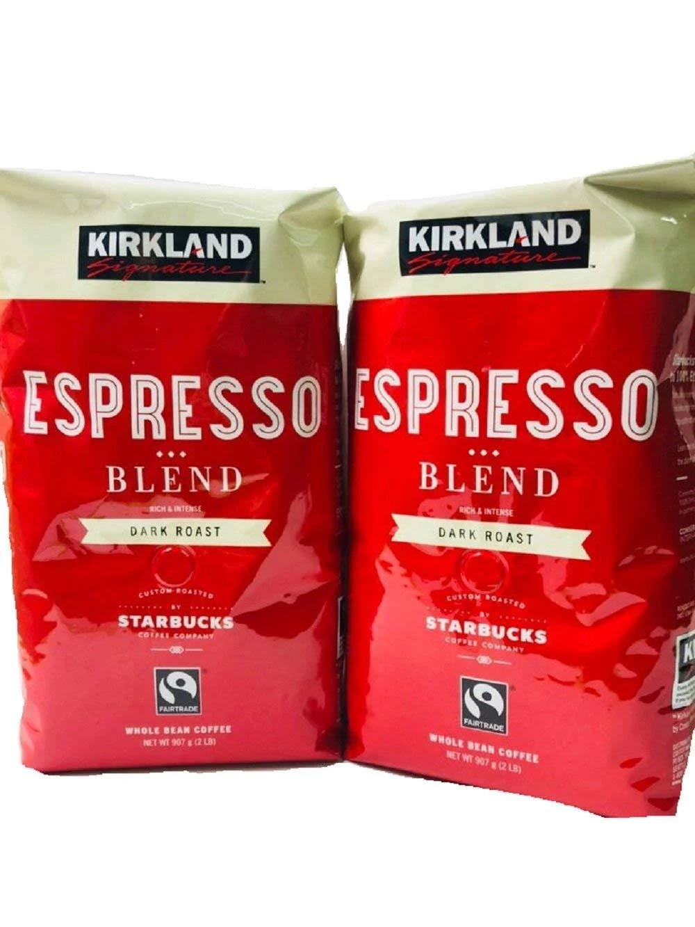 (Pack of 2) Kirkland Signature Dark Roast Espresso Blend Coffee Roasted by Starbucks 32 oz. Bag