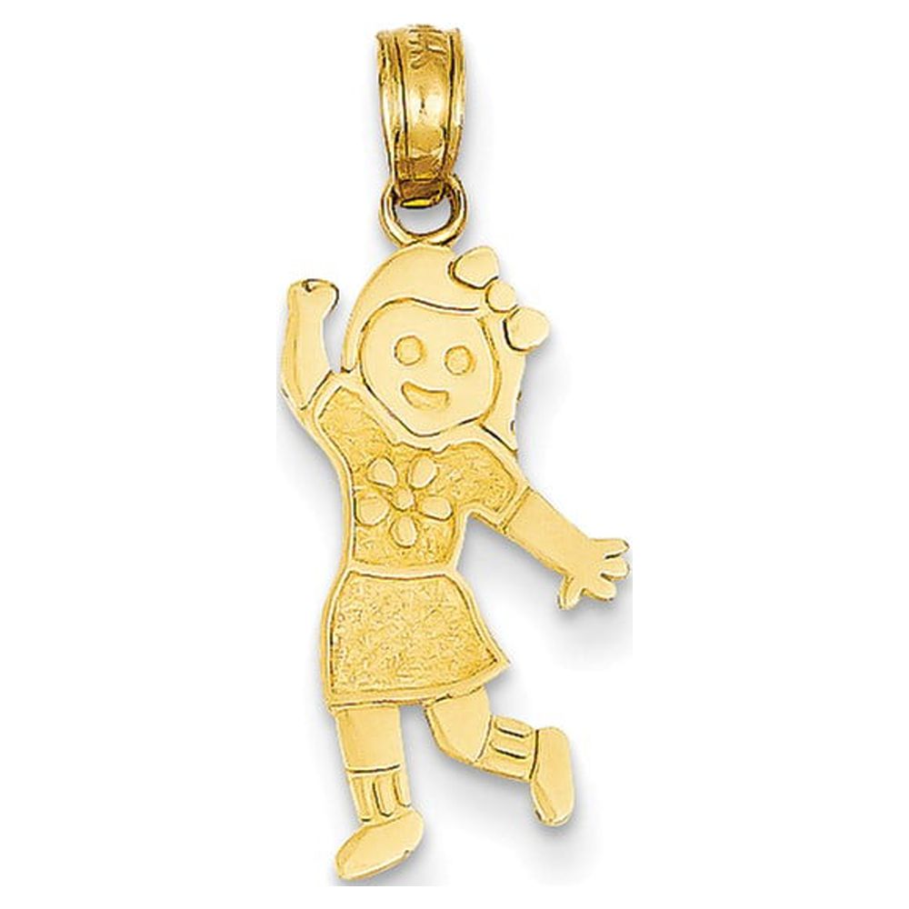 14K Solid Textured Polished Gold Girl Pendant Necklace Measures 22.2x9.4mm Wide Jewelry Gifts for Women