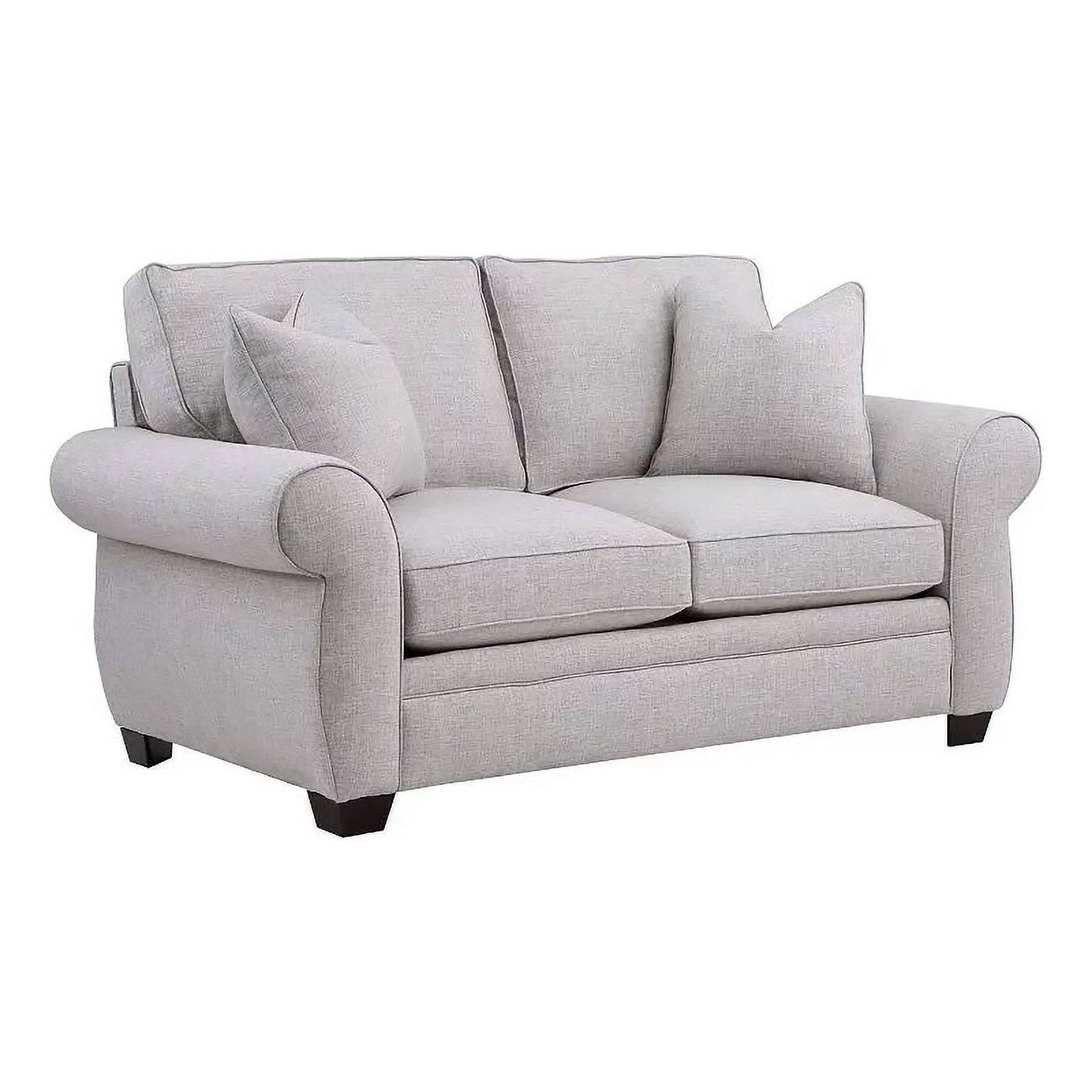Pemberly Row Transitional Fabric Loveseat with Rolled Arms in Cream