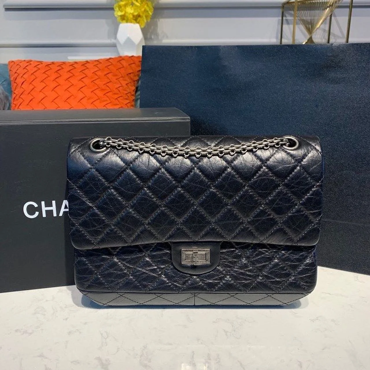 Chanel 2.55 Handbag Silver Hardware Black For Women, Women&rsquo;s Bags, Shoulder And Crossbody 11in/28cm A37586