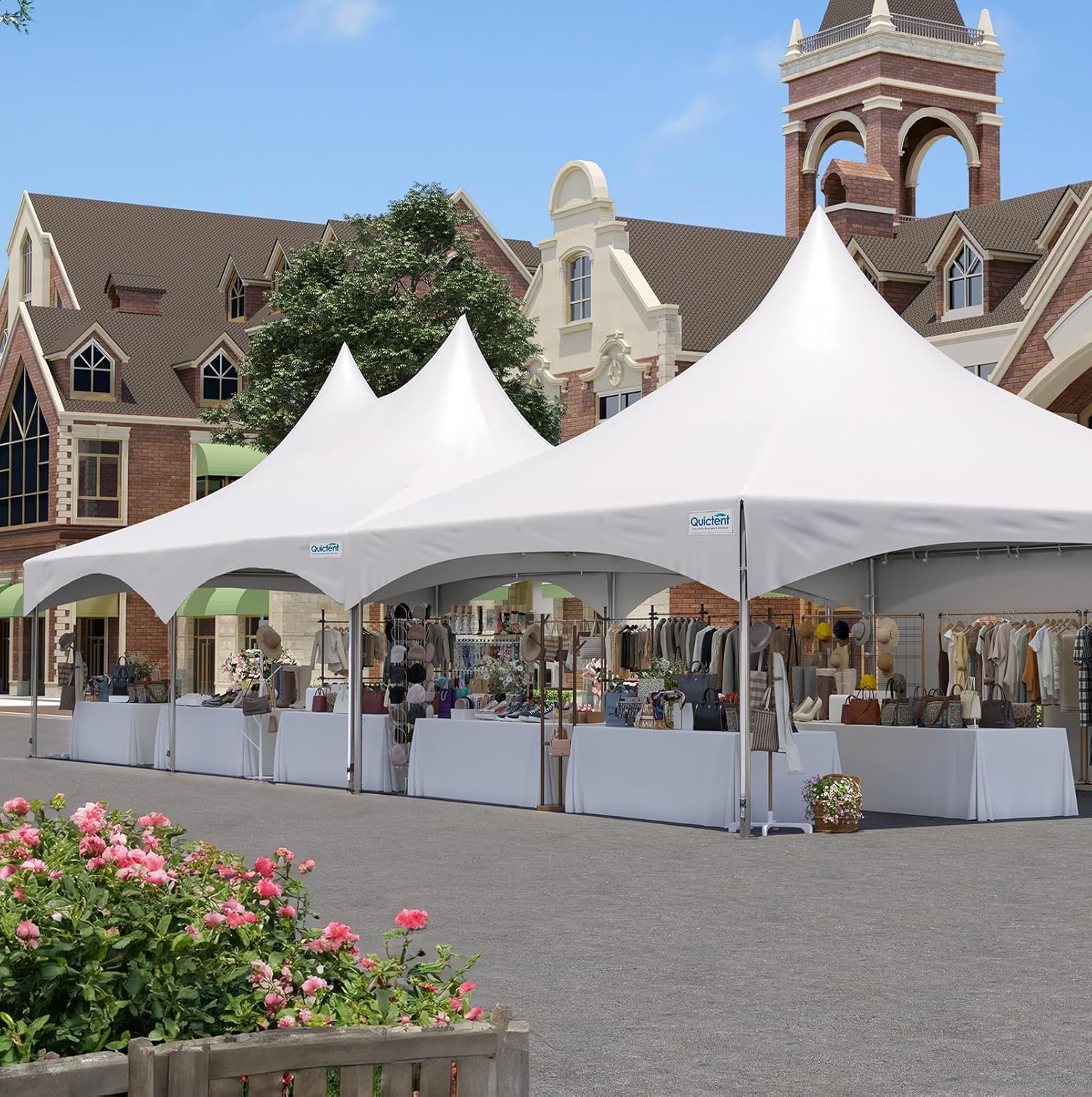 Quictent 20x30ft Party Tent Outdoor Heavy Duty Canopy Gazebo Fire Retardant White Vinyl, 100 Person Capacity Tent for Parties, Weddings, and Events