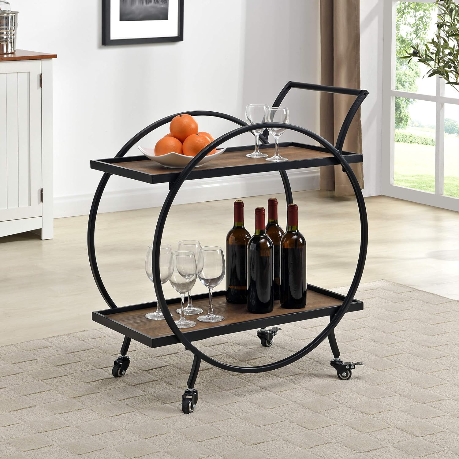 FirsTime & Co. Silver and Gray Odessa Bar Cart, American Designed, 27.5 x 14 x 33 inches
