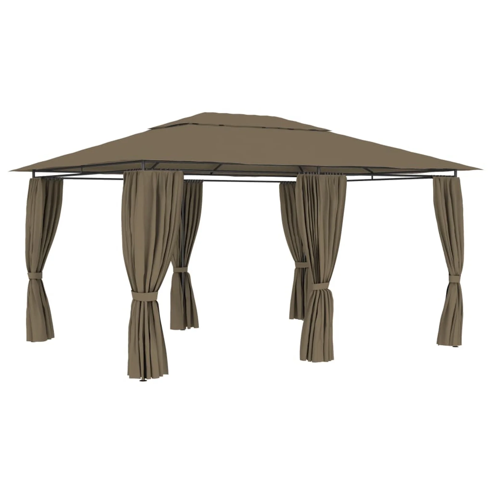 Htovila Garden Marquee with Curtains 13.1'x9.8' Taupe 0.6 ozft²