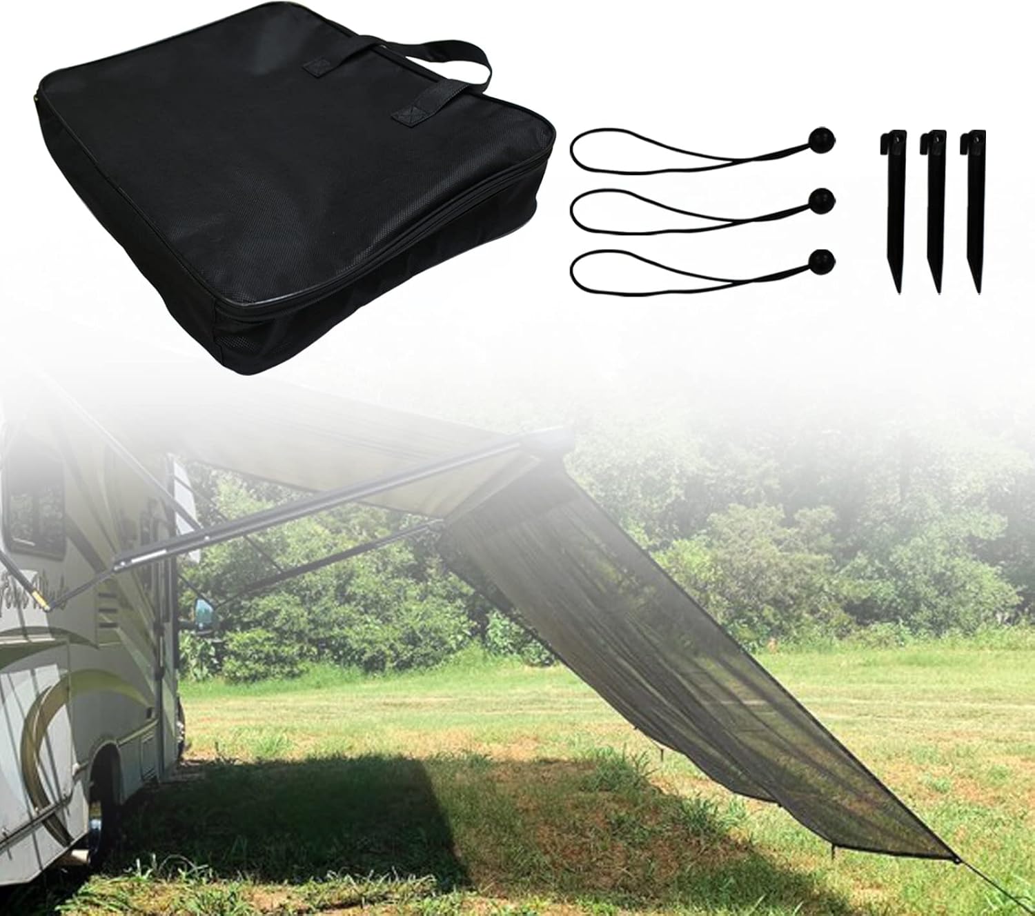 Rv Awning Sun Shade Screen Awning Shade for Camper -9' x 19' Camper Awning Shade Screen - RV Swning Shade Kit