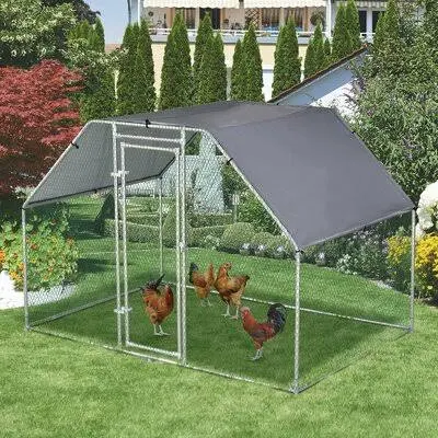 Sharma Galvanized Metal Chicken Coop Cage with Chicken Run Tucker Murphy Pet Size: 9& x 6&