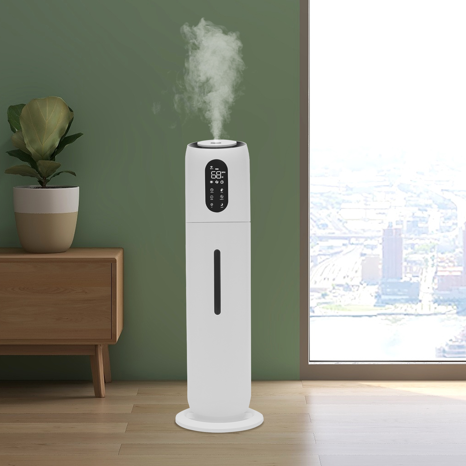 Whole House Humidifiers Large Room, 9L Top Fill Cool Mist Ultrasonic Humidifiers Quiet Remote Control Floor Humidifiers with Auto Shut-Off