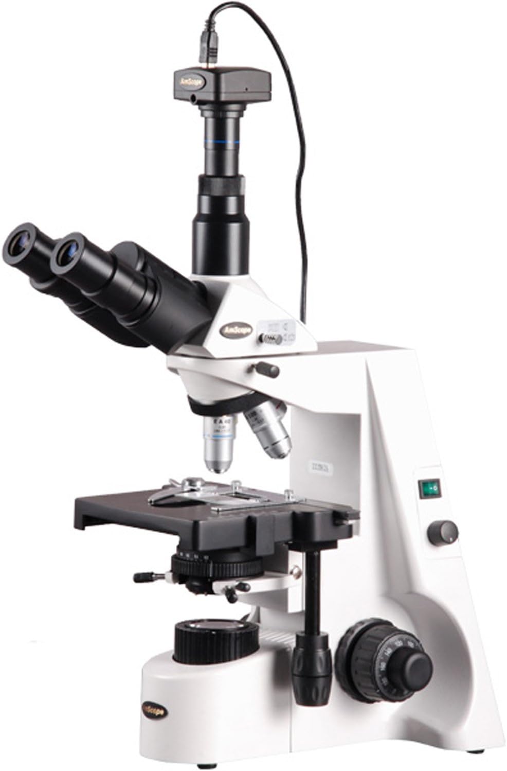 AmScope T690C-5M Digital Trinocular Compound Microscope, 40X-2500X Magnification, WH10x and WH25x Super-Widefield Eyepieces, Infinity Objectives