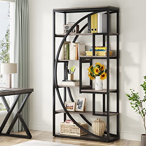 Tribesigns Bookshelf, Industrial 5-Tier Etagere Bookcase, 70.8 inch Tall Bookshelf with 8 Open Storage Shelf