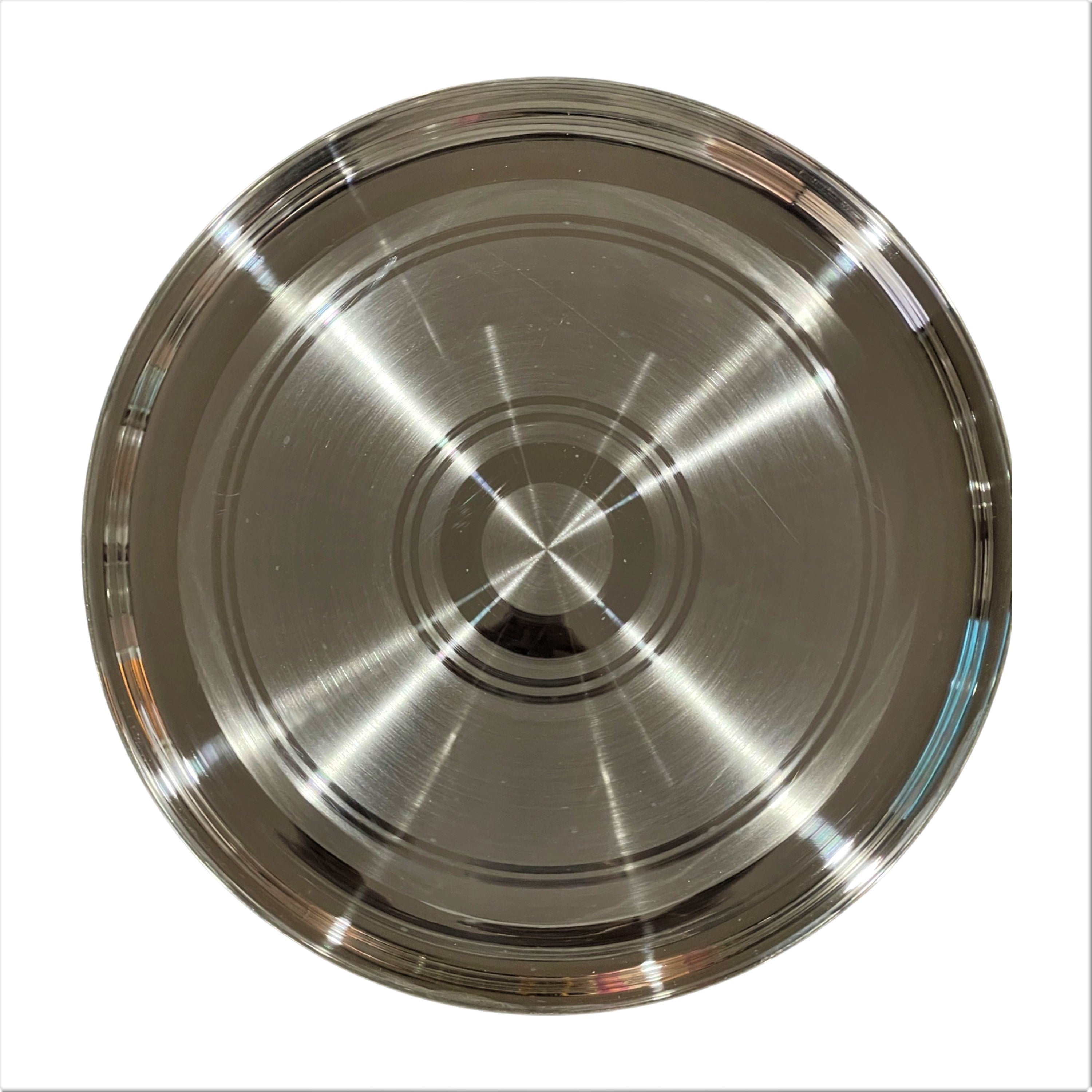999 Pure Silver Hallmarked Light Weight Dinner Plate (Indian Thali) - Style#03 Plate Diameter & Weight: 7.0 Inch Plate - 150 grams