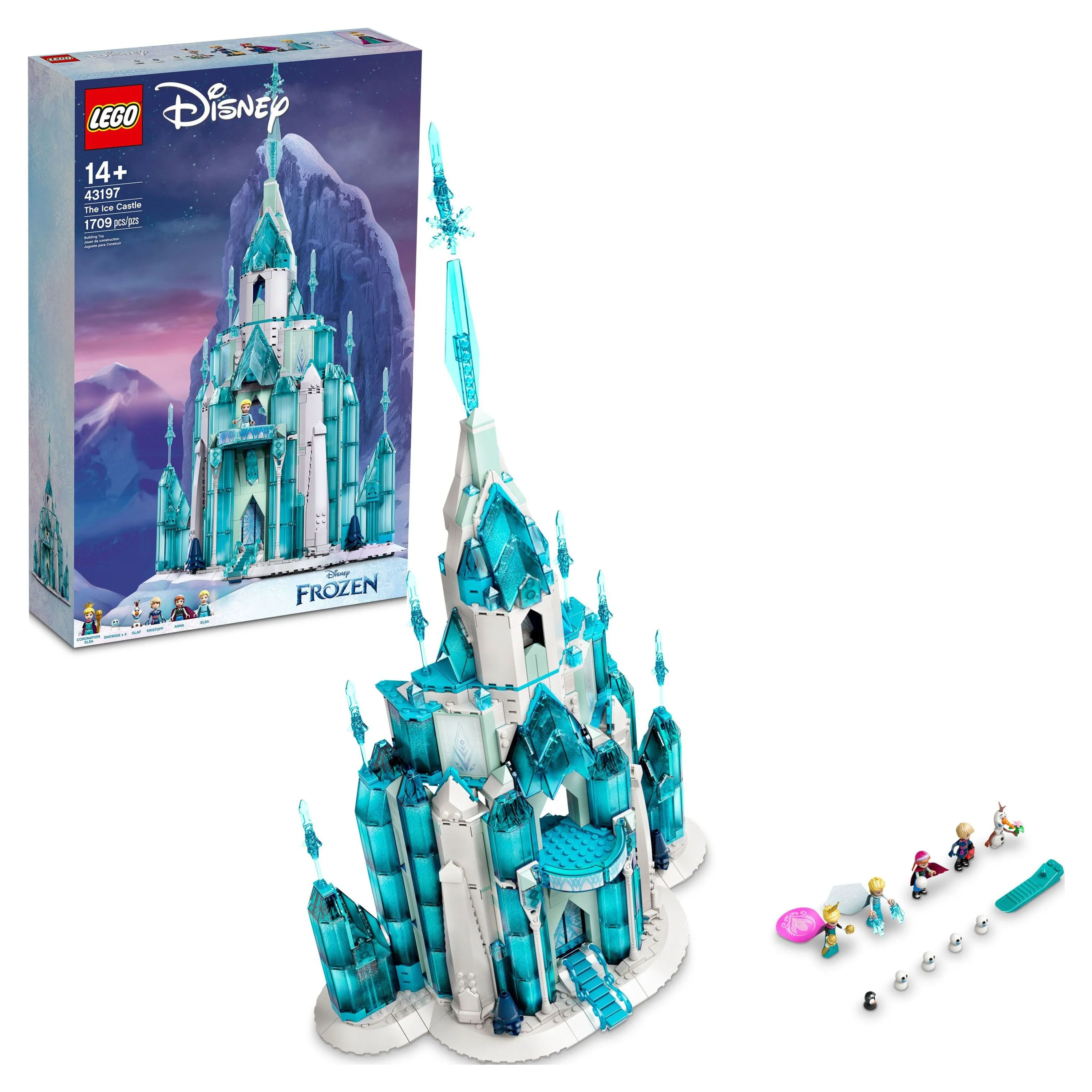 LEGO Disney Princess The Ice Castle Building Toy 43197, with Frozen Anna and Elsa Mini Doll Figures and Olaf Figure, Disney Castle Kit to Build