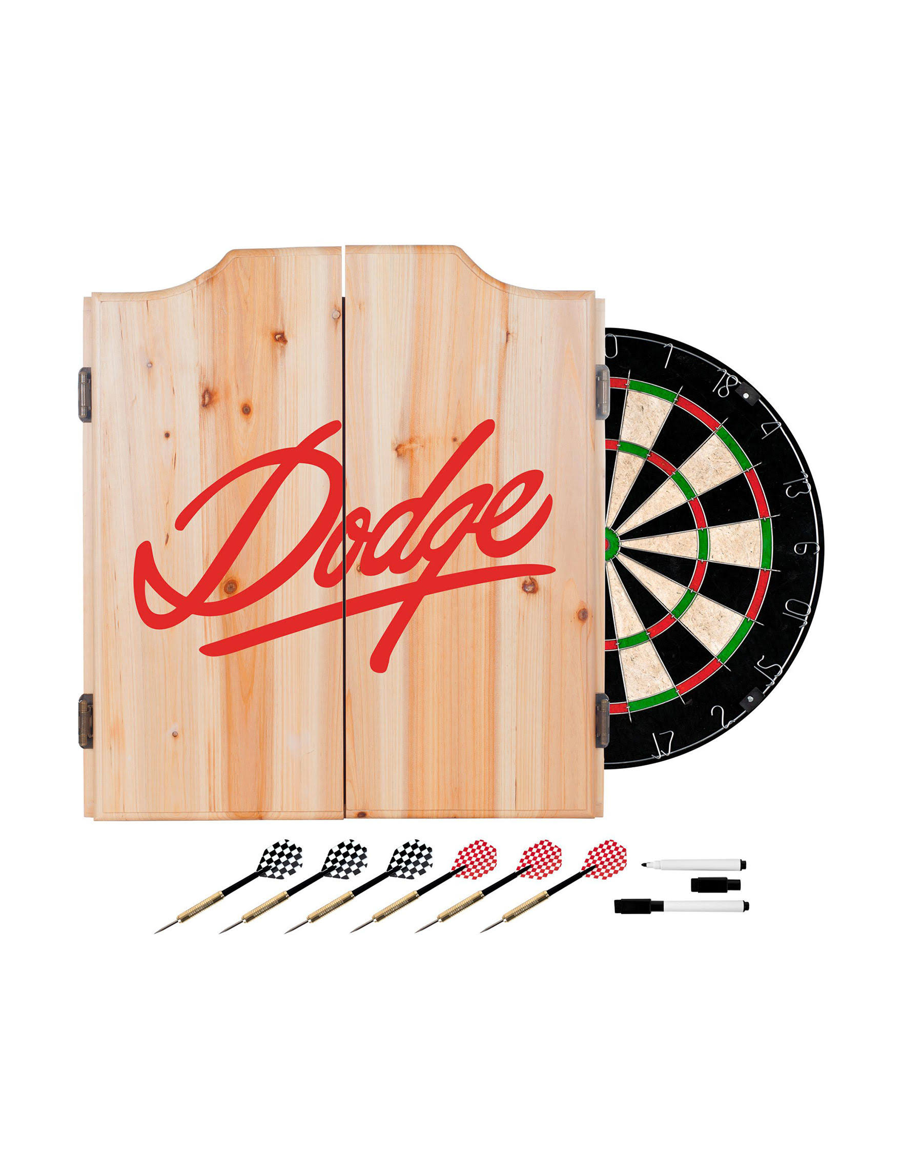 Dodge Dart Board Set with Cabinet - Signature