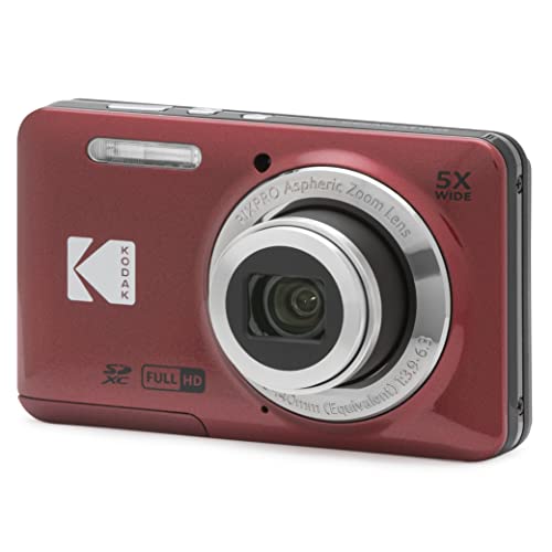 KODAK PIXPRO FZ55-BL 16MP Digital Camera 5X Optical Zoom 28mm Wide Angle 1080P Full HD Video Li-Ion Battery 2.7" LCD Vlogging Camera (Blue)