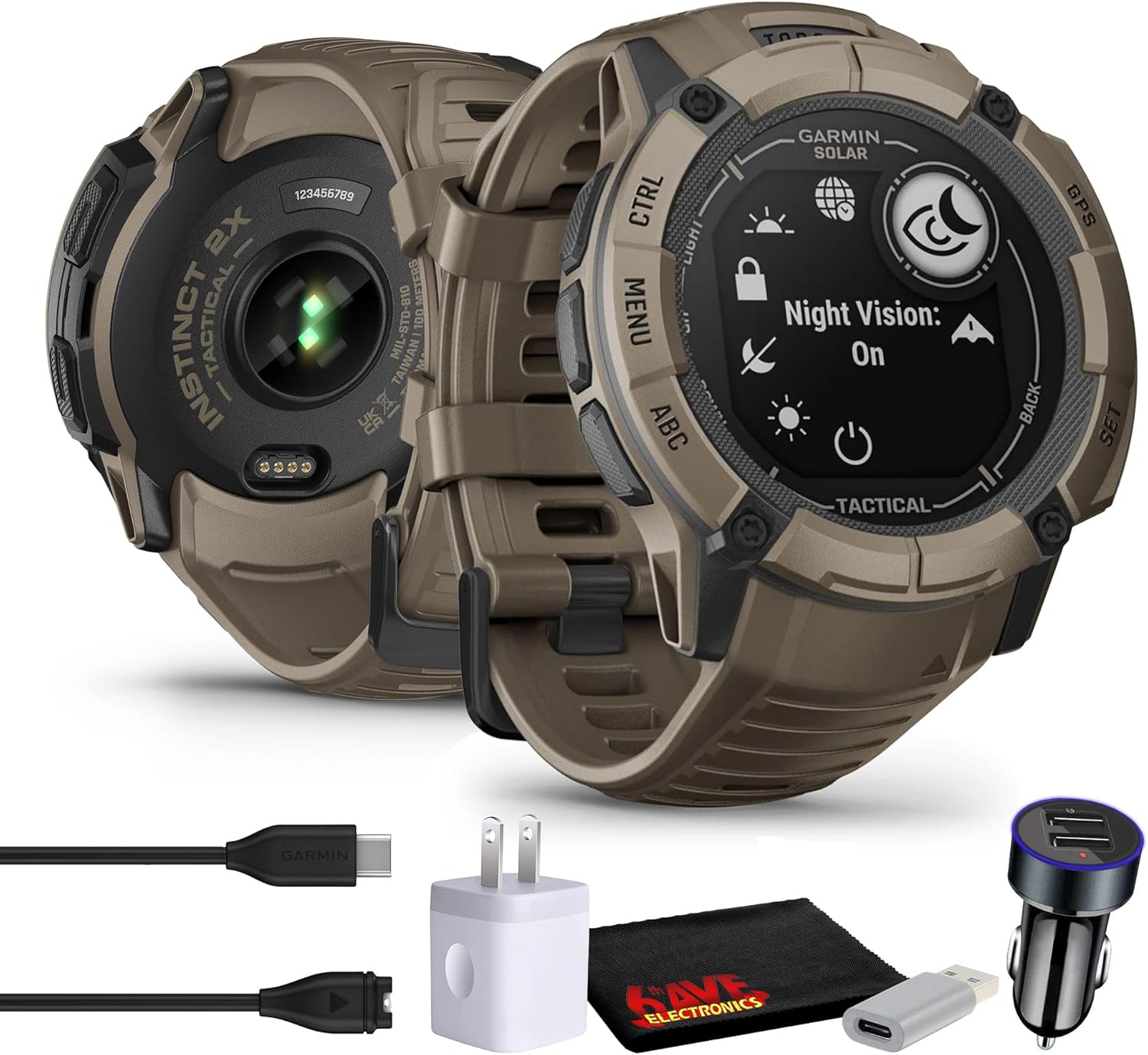 Garmin Instinct 2X Solar - Tactical Edition Coyote Tan, Rugged Outdoor GPS Smartwatch for Men, Ballistics Calculator