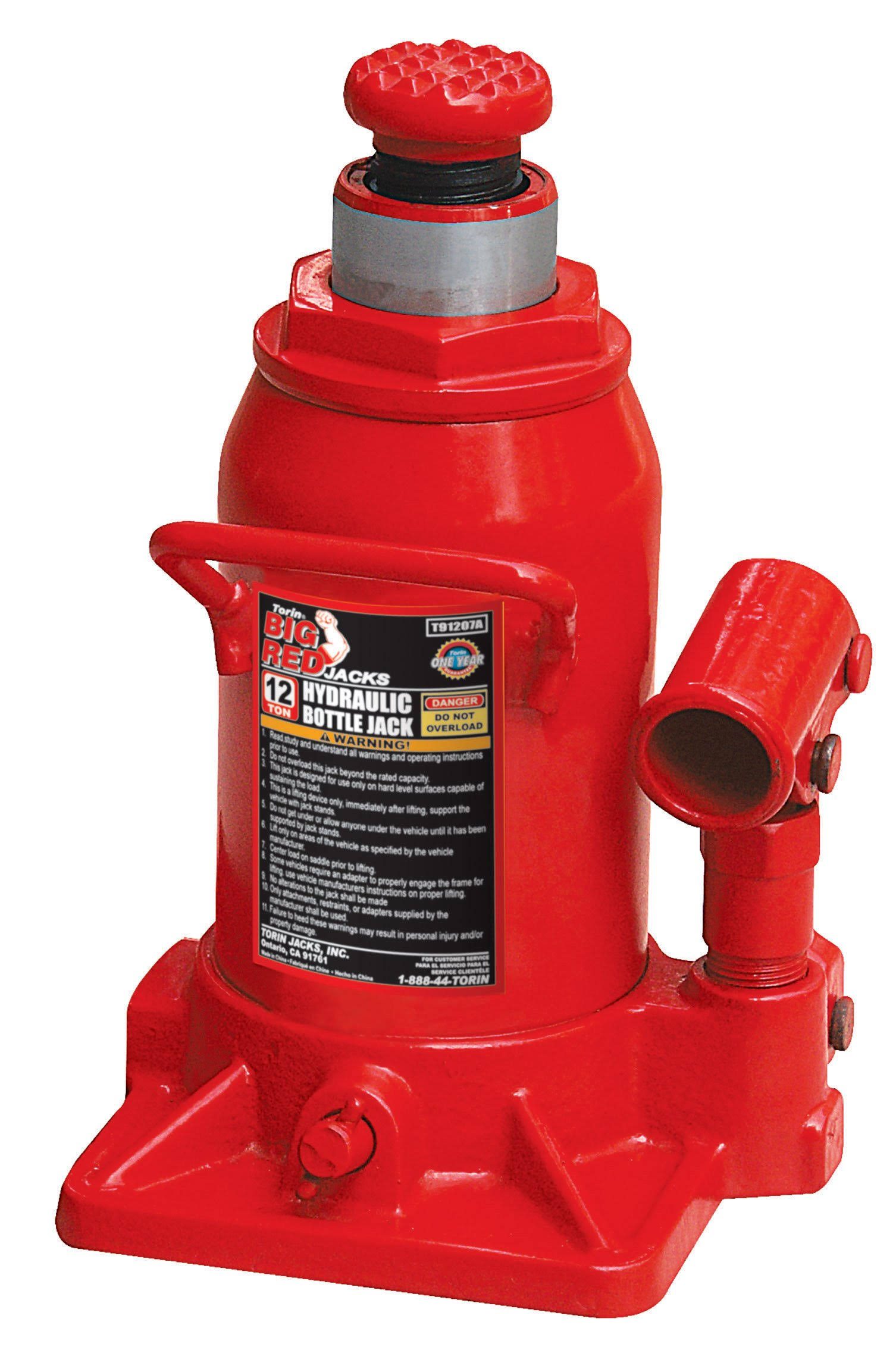 Torin Big Red Hydraulic Stubby Bottle Jack 12 Ton Capacity
