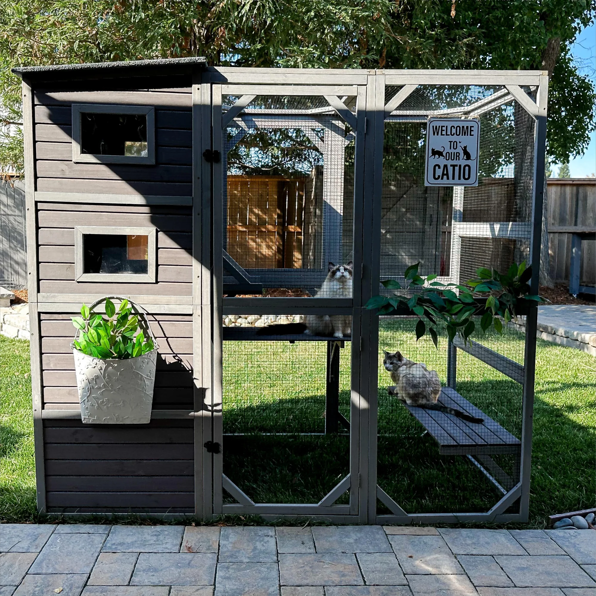 Morgete 70''H Large Catio 4 Tiers Outdoor Cat House Walk-in Enclosures Cat Cage