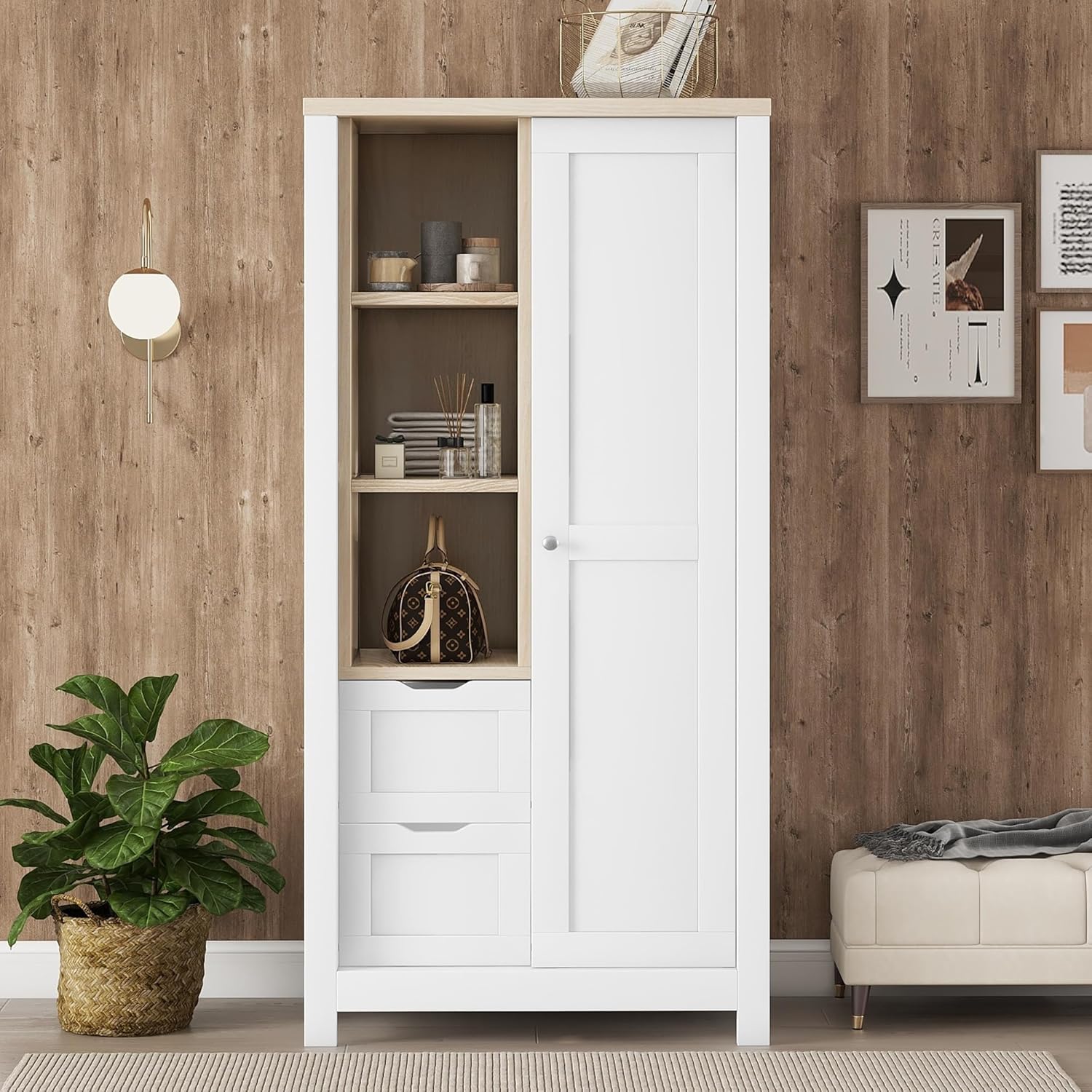 Merax Wardrobe Closet Organizer with 2 Drawers