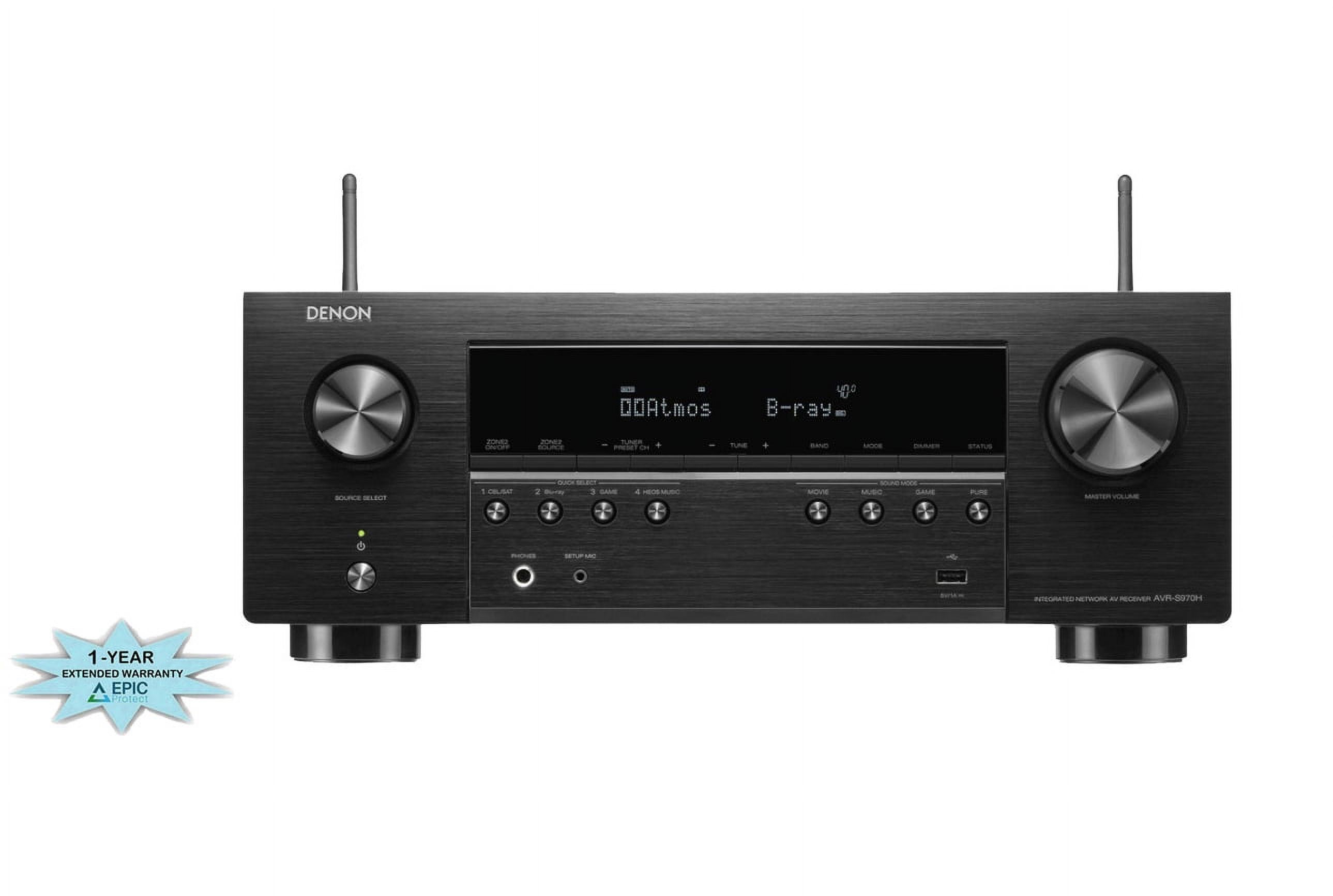 Denon AVRS970H 7.2 Channel AV Receiver with DTS Virtual:X and Dolby Atmos with an Additional 1 Year Coverage by Epic Protect (2022)