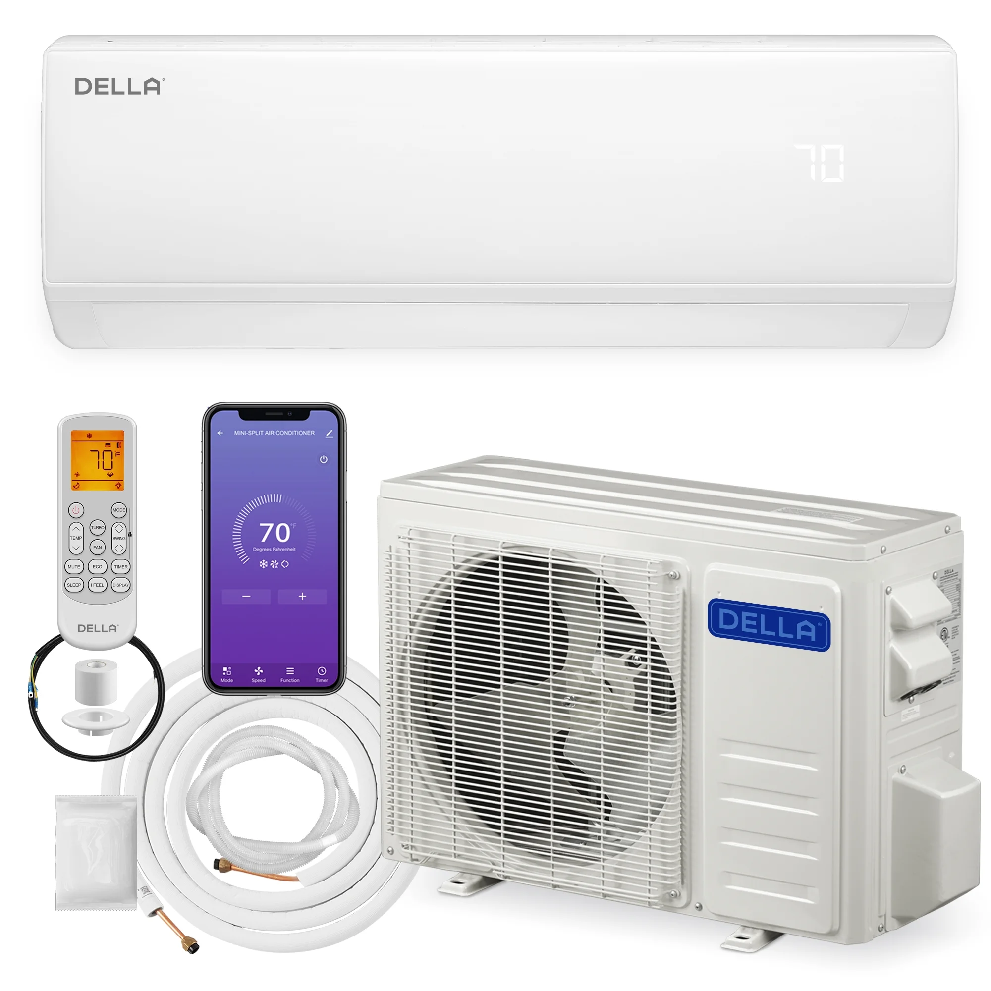 DELLA 22000 BTU Mini Split Air Conditioner 17 SEER2 Cools up to 1500 Sq. Ft, 230V, Works with Alexa