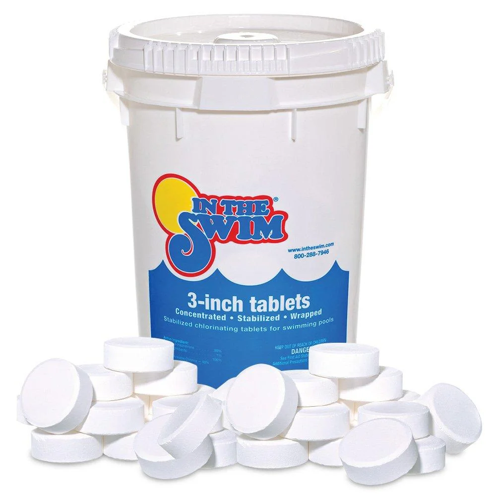 In The Swim 3 Inch Stabilized Chlorine Tablets for Sanitizing Swimming Pools - Individually Wrapped, Slow Dissolving - 90% Available Chlorine
