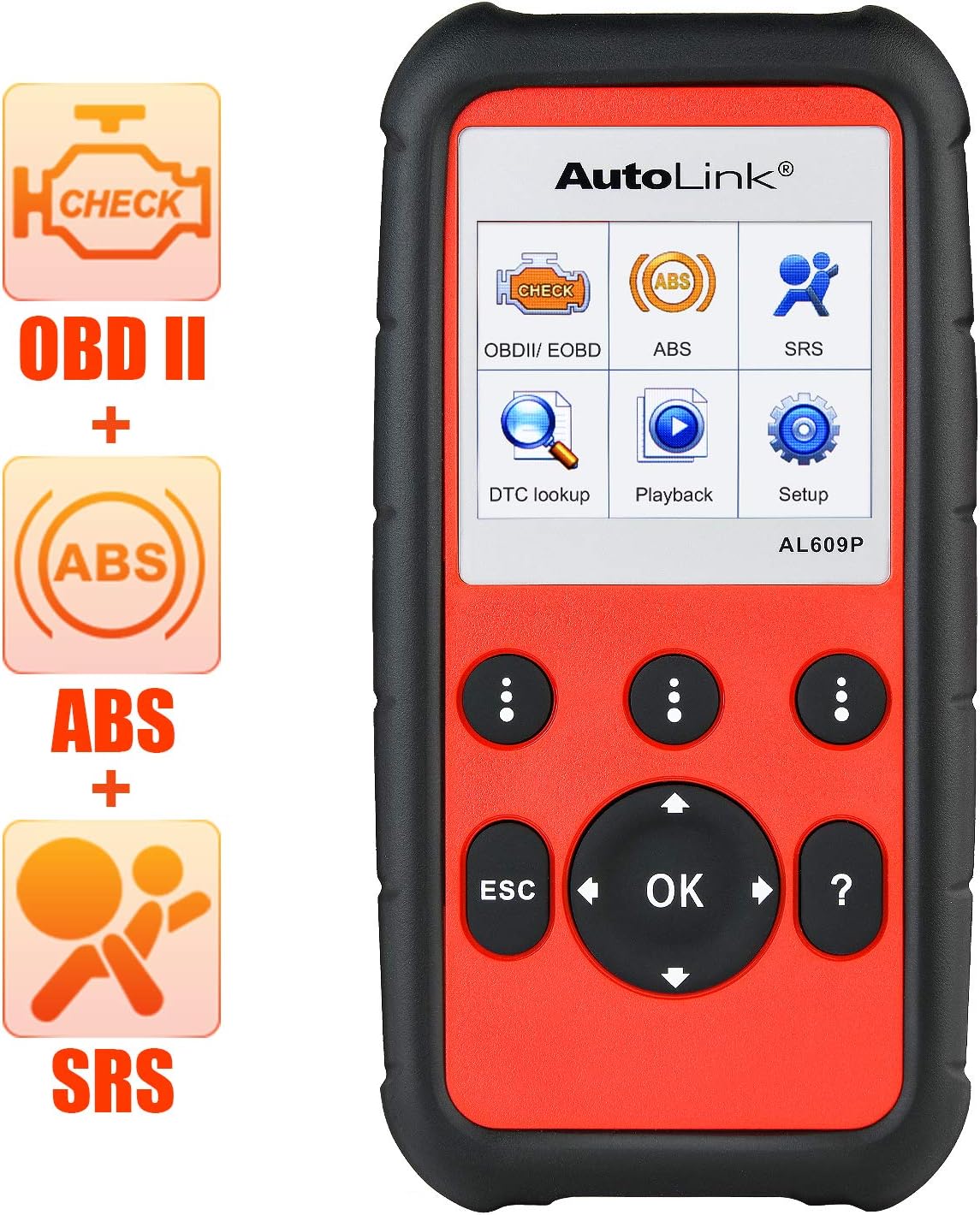 Autel AutoLink AL609P OBD2 Scanner, ABS, SRS 2 Systems Diagnostic scan Tool, Turn Off ABS, Airbag Warning Lights, Ready Test, with AutoVIN