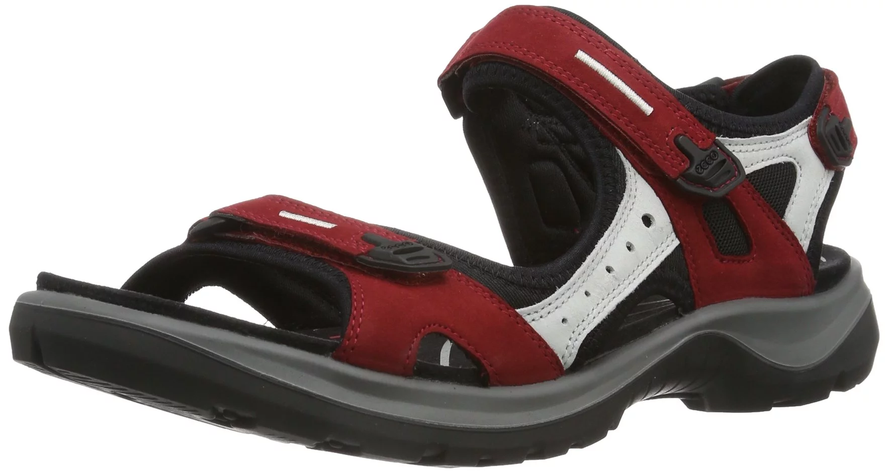 ECCO Women's Yucatan Sport Sandal, Chili Red/Concrete/Black Nubuck, 5-5.5