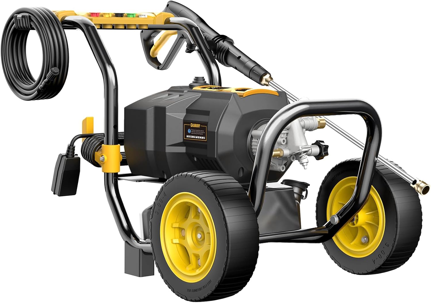BLUBERY 3200 PSI Electric Pressure Washer, 2.4 GPM Heavy Duty Power Washer, 30Ft Pressure Hose&Max Soap Tank, 32.8ft Power Cord，5 Quick Nozzles