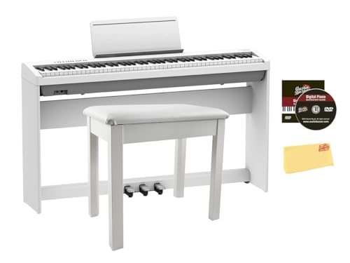 Roland FP-30X 88-Key Digital Piano - Black Bundle with Adjustable Stand, Bench, Sustain Pedal, Online Piano Lessons, Instructional DVD