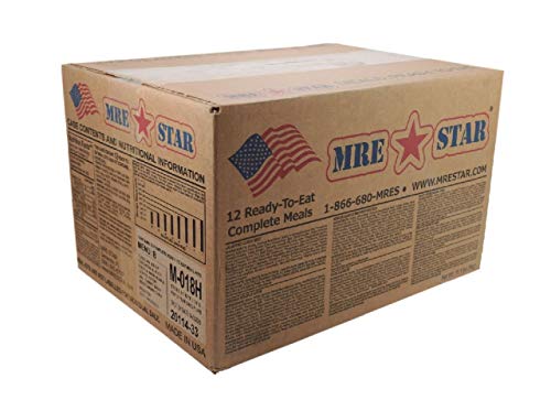 MRE STAR Survival Meal Box – Emergency Meals Ready to Eat with Accessories and FRH – Compact and Lightweight Packaging – Extended Shelf Life – 12 pcs
