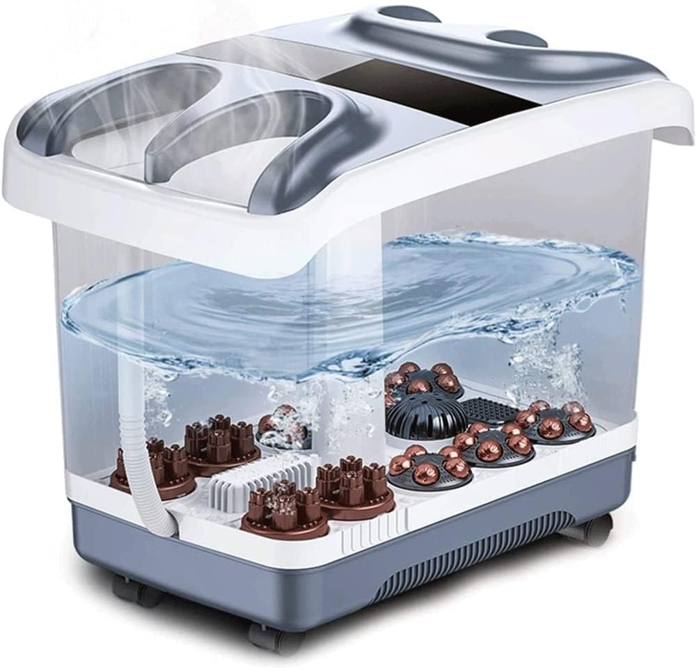 Foot Spa Bath Massager, Foot Spa Bath Massager with Heat, Bubble Jets and 6 Electric Long Massage Rollers