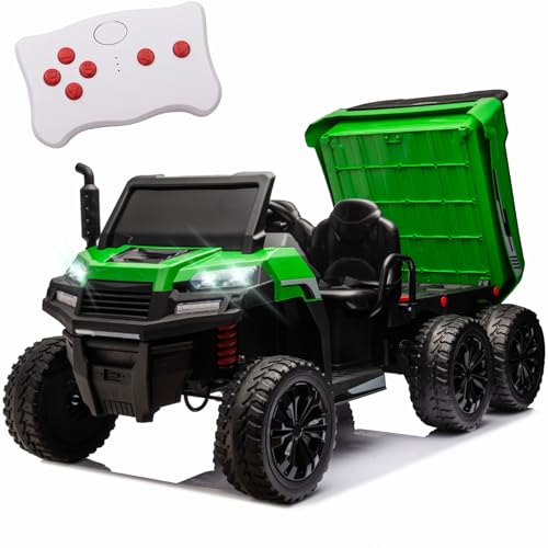 24V 2 Seater 6 Wheels XXL Ride On Car for Kids, Ride On 4WD UTV with EVA Tires, Bluetooth, Remote Control, Ride On Car with Dump Bed
