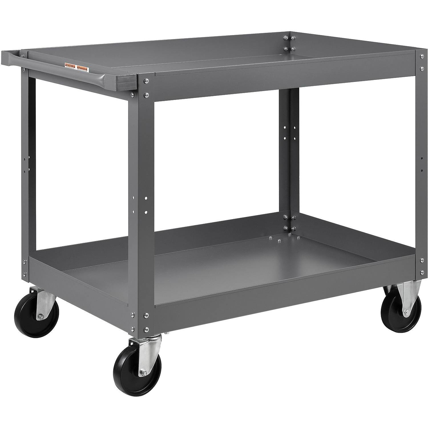 2 Shelf Deep Tray Steel Stock Cart, 800 lb. Capacity, 36x22L x 24x22W x 32x22H