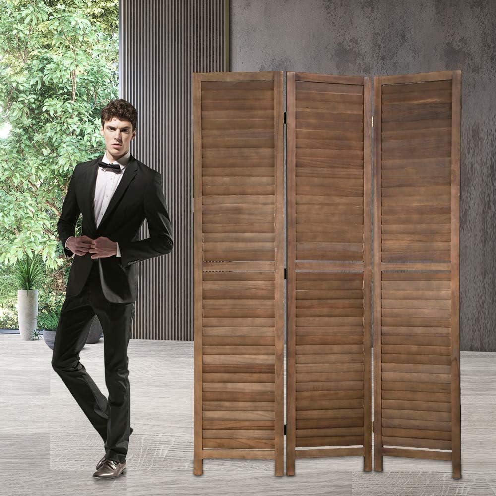 Room Dividers and Folding Privacy Screens, 3 Panel 69 Inch Tall Portable Room Seperating Divider, Handwork Solid Wood Room Divider Wall
